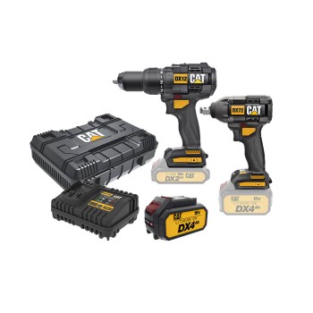 CAT Combo-06 Κρουστικό Δρπανοκατσάβιδο DX12B + Μπουλονόκλειδο DX72B + Κασετίνα + Δώρο Μπαταρία 4.0 Ah DXB4 + Δώρο Φορτιστής DXC4