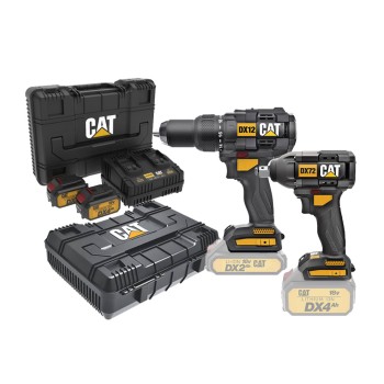 CAT Combo-07 Κρουστικό Δρπανοκατσάβιδο DX12B + Μπουλονόκλειδο DX72B + Δώρο 2 Κασετίνες + - 60% 2 Μπαταρίες 4.0AH Με Διπλό Φορτιστή DXK900