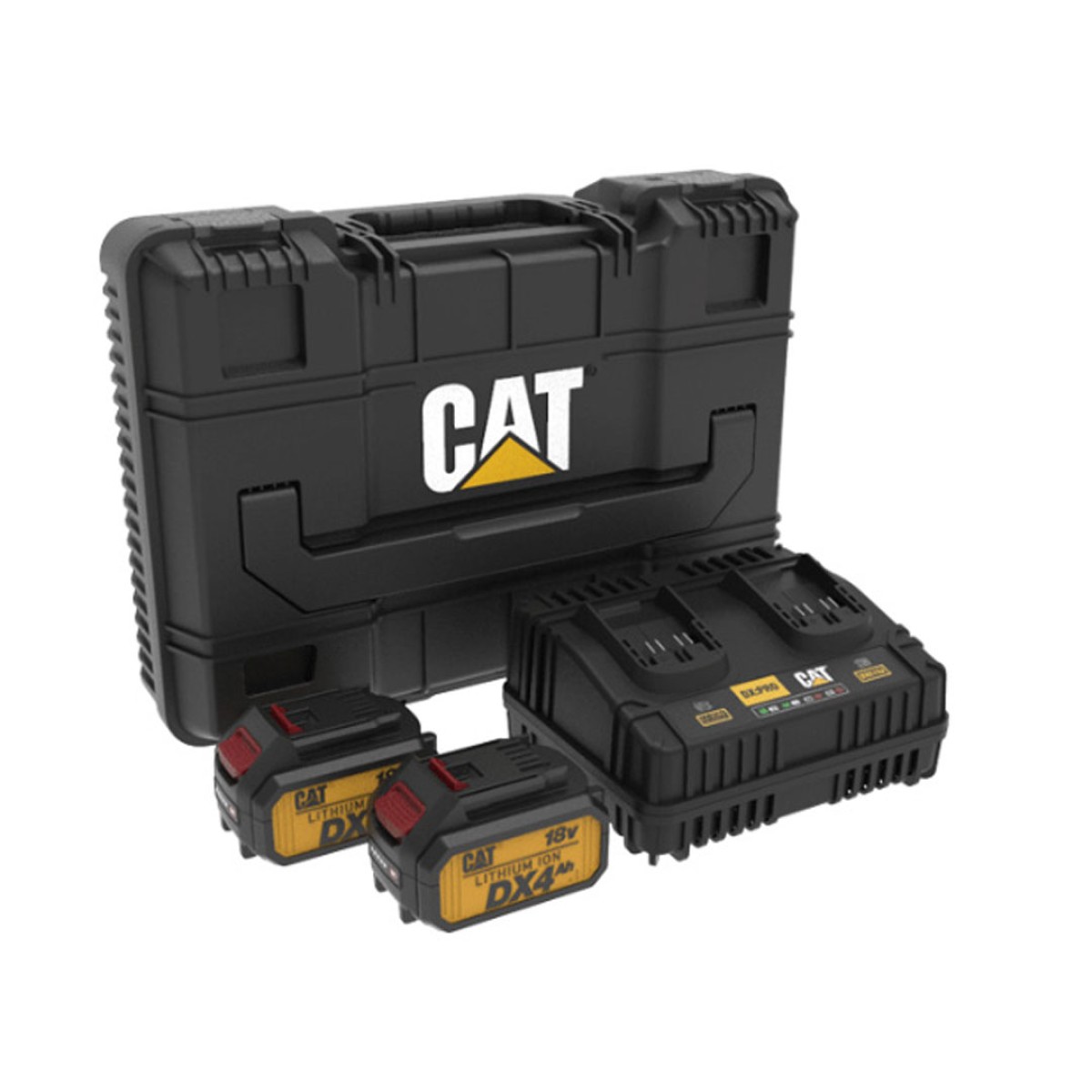 CAT SET 2 Μπαταρίες Λιθίου 18V 4.0AH Με Διπλό Φορτιστή & Βαλίτσα DXK900