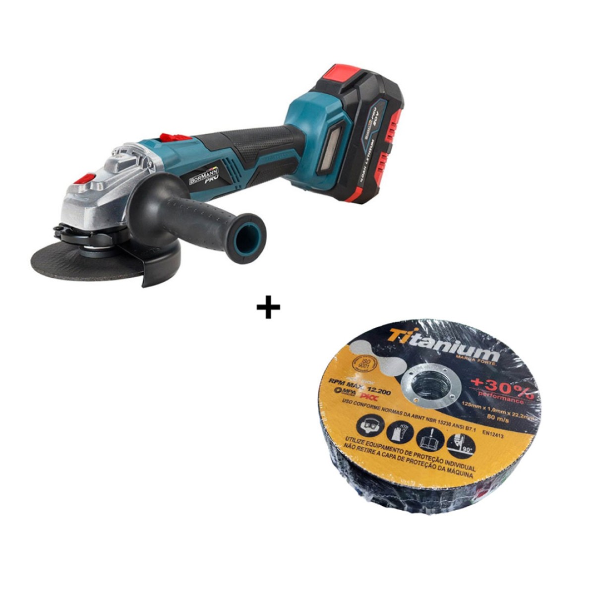 Bormann Pro BBP5130 Γωνιακός Τροχός Μπαταρίας Brushless 20V 1X4.0Ah 035138 + ΔΩΡΟ 25 Δίσκοι Κοπής Σιδήρου Titanium