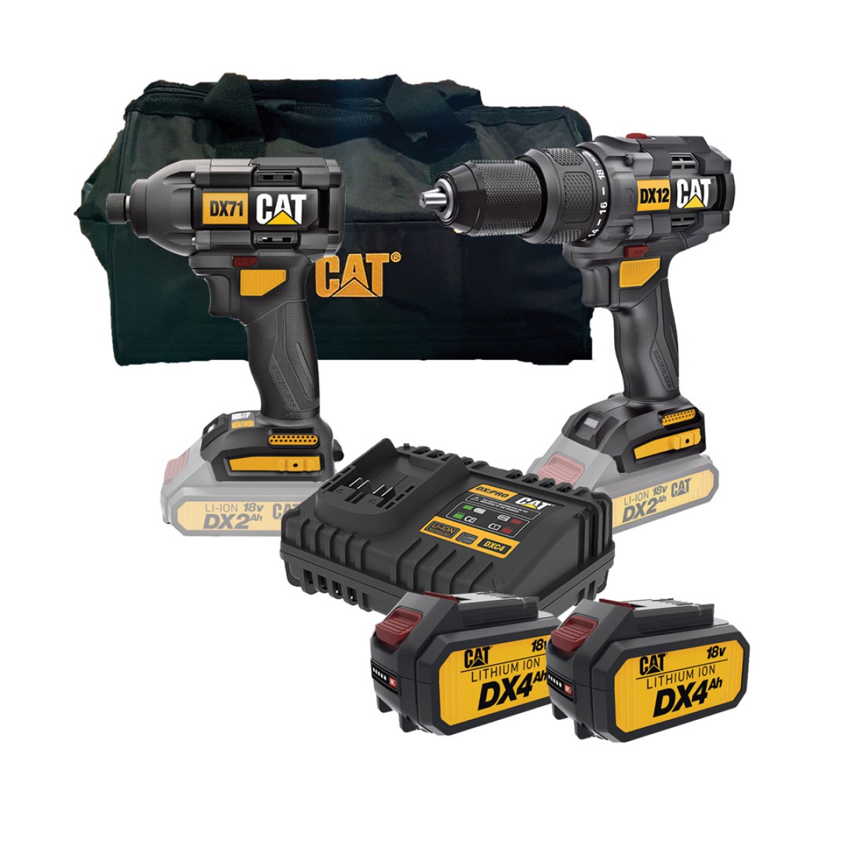 Cat Set Κρουστικό Δραπανοκατσάβιδο & Παλμικό Κατσαβίδι 18V Με 2 Μπαταρίες 4.0ΑΗ Σε Θήκη