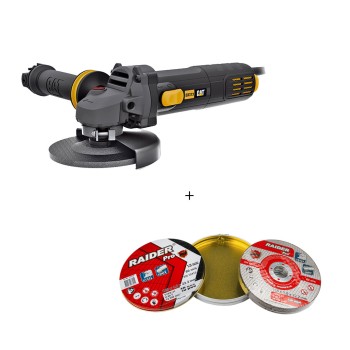 CAT DX373  Γωνιακός Τροχός 125mm 750W & Δώρο 10 Δίσκοι Κοπής Σιδήρου Raider 125mm