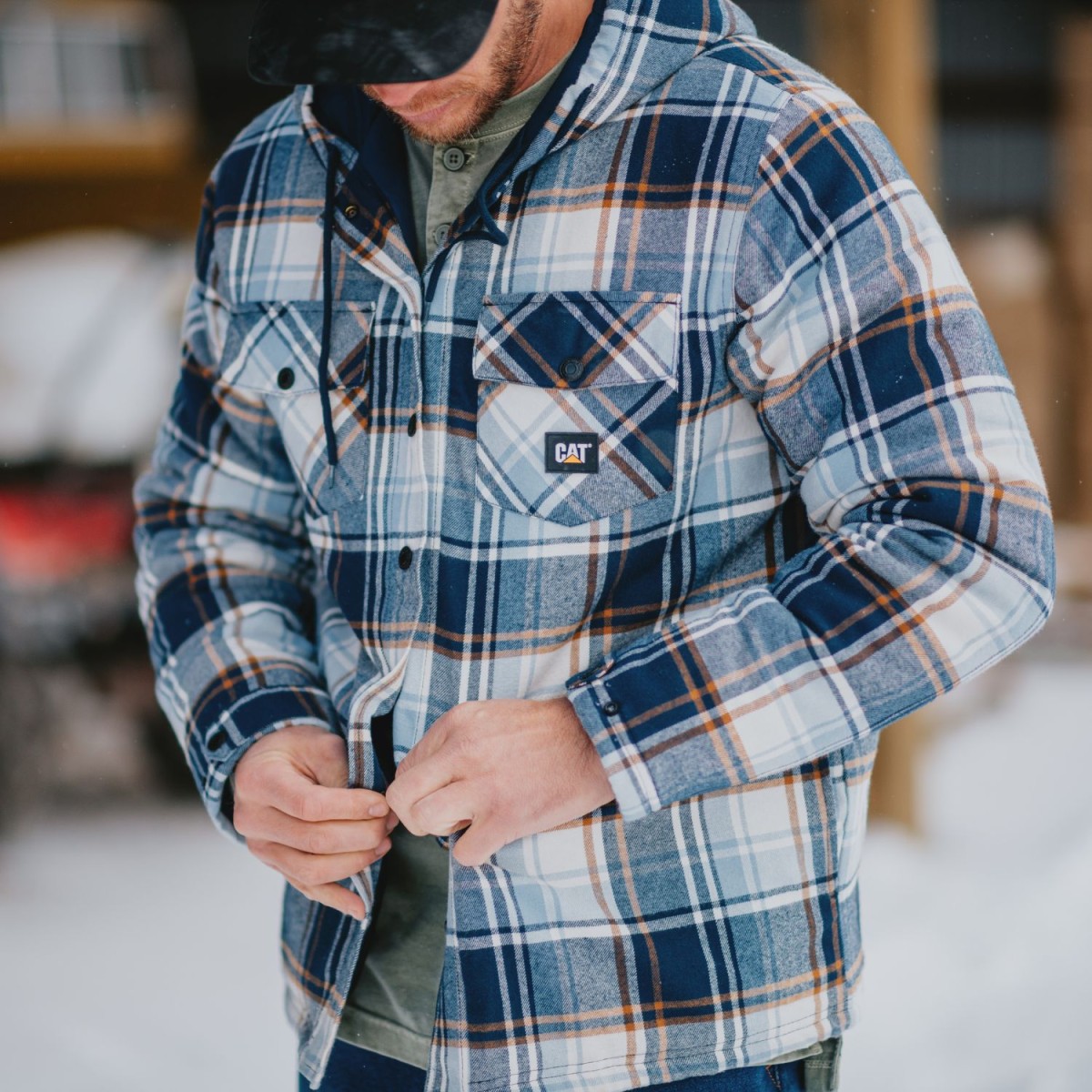 CAT Jacket Overshirt Εργασίας με κουκούλα Μπλε M 1040045