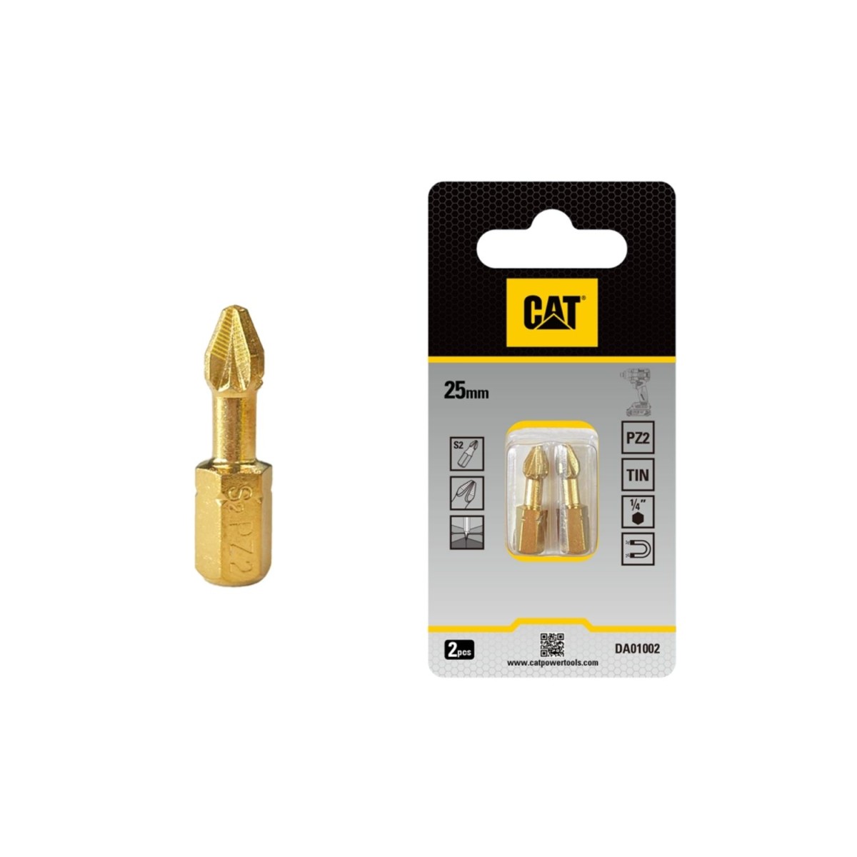 CAT Μύτη κατσαβιδιού αστέρι με μέγεθος PZ2 25mm συσκευασία 2τεμ. DA01002
