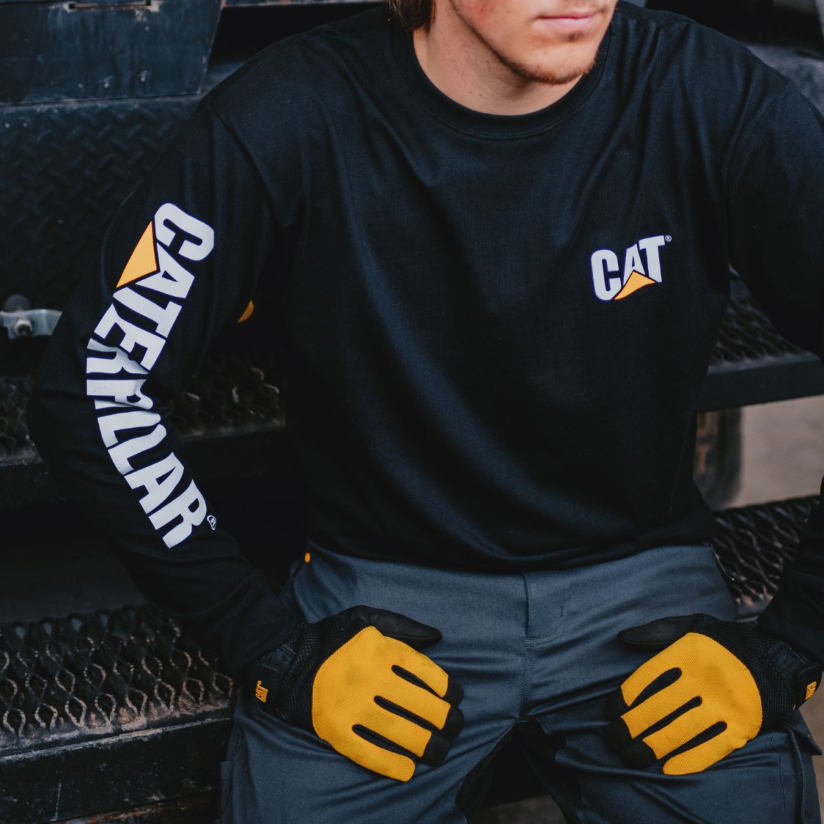CAT Μακρυμάνικο μπλουζάκι trademark tee μαύρο 2XL 1510034