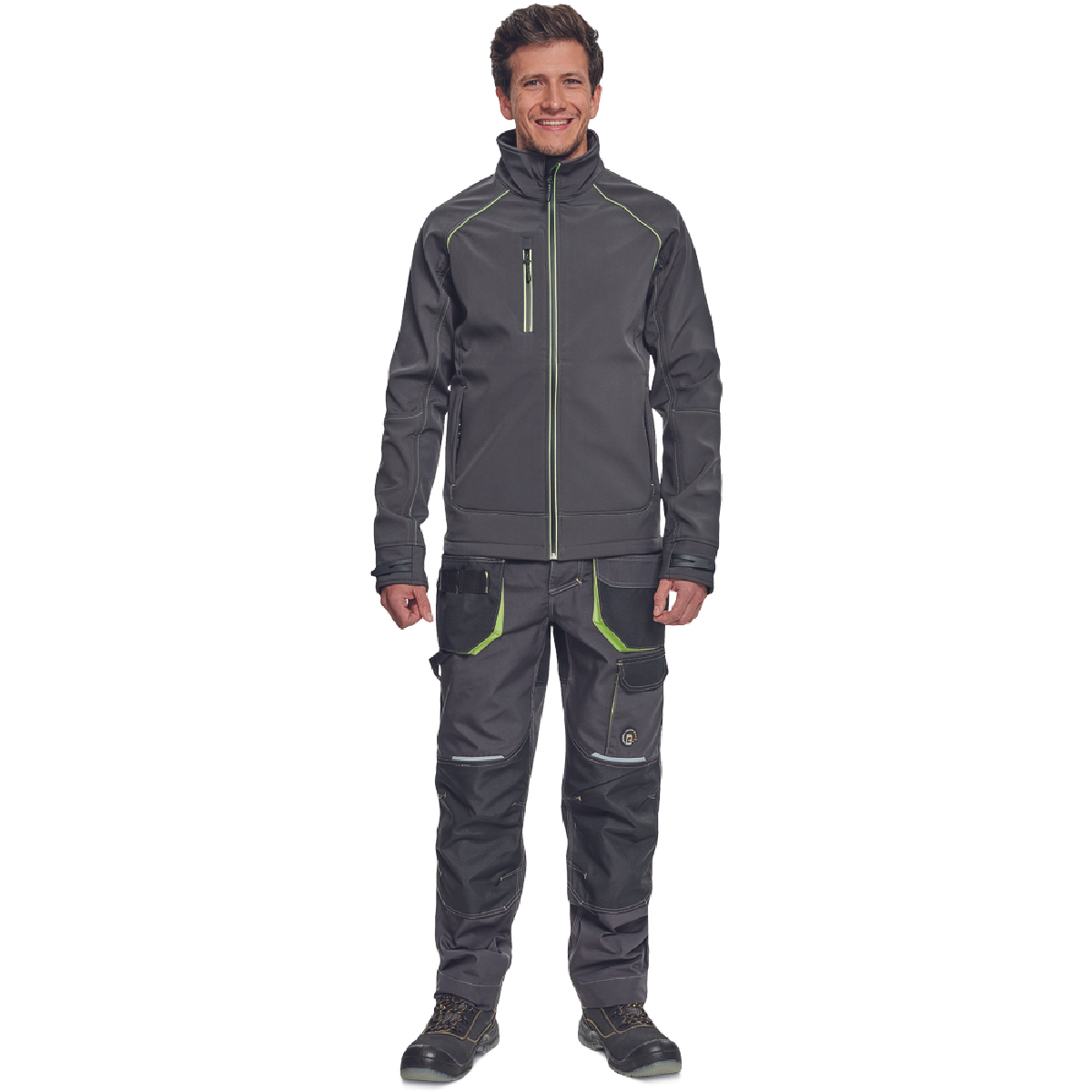 ΜΠΟΥΦΑΝ SOFTSHELL ΕΡΓΑΣΙΑΣ ΑΔΙΑΒΡΟΧΟ GREENDALE ΑΝΘΡΑΚΙ/ΛΑΙΜ 94%poly-6%elast, 320 g/m² XL