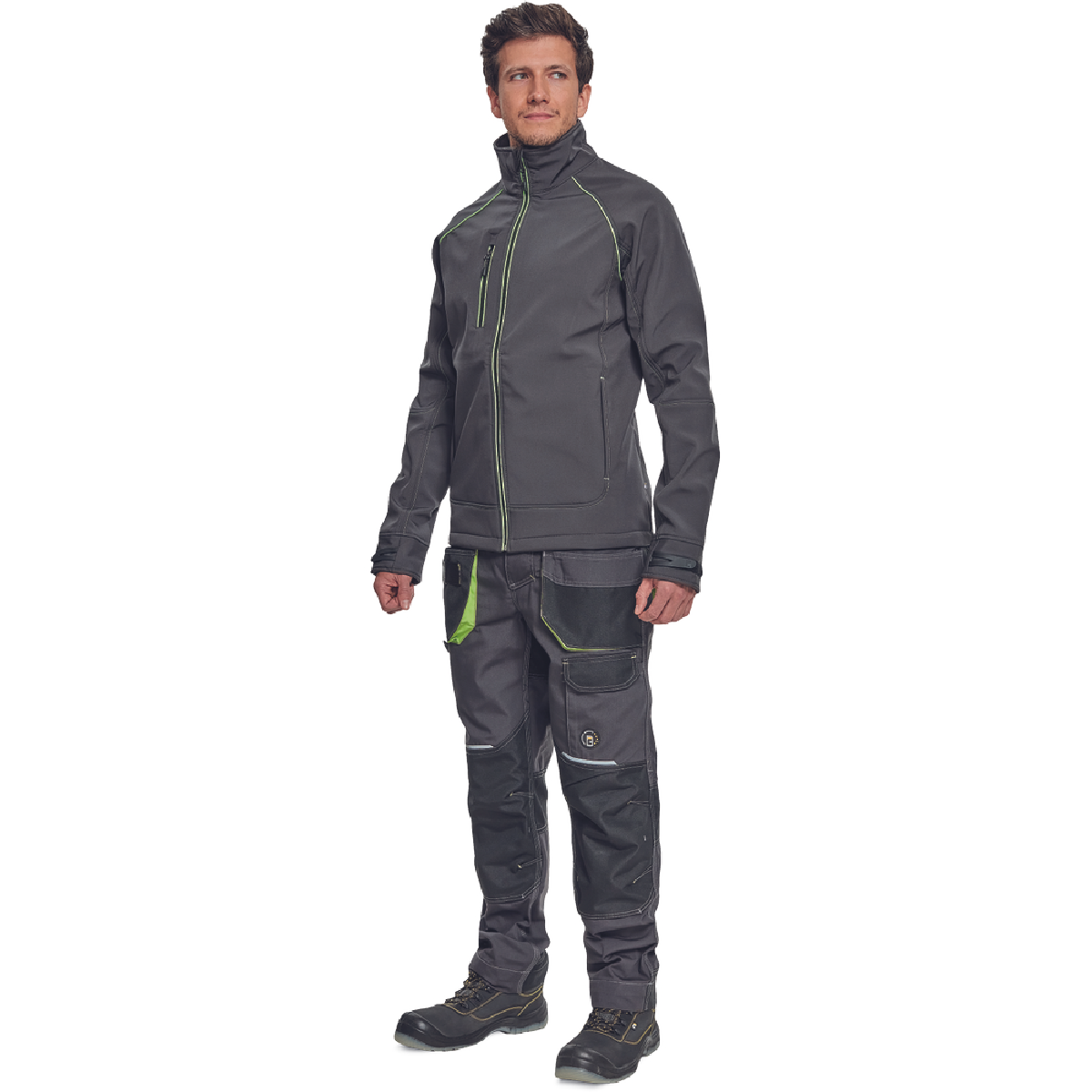 ΜΠΟΥΦΑΝ SOFTSHELL ΕΡΓΑΣΙΑΣ ΑΔΙΑΒΡΟΧΟ GREENDALE ΑΝΘΡΑΚΙ/ΛΑΙΜ 94%poly-6%elast, 320 g/m² XL