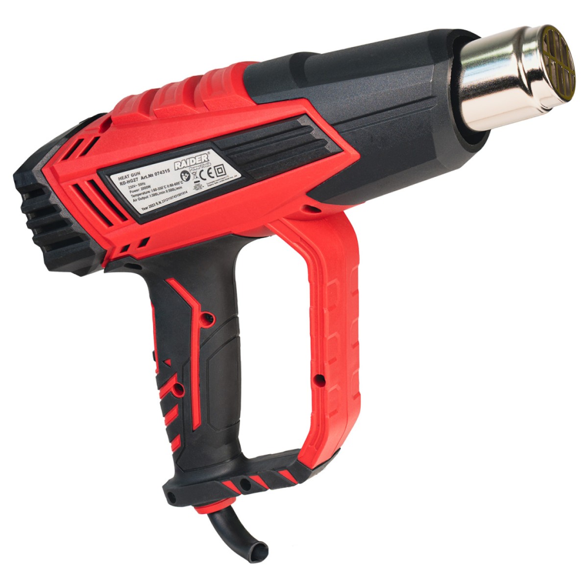 RAIDER Πιστόλι θερμού αέρα 2000W και αξεσουάρ σε βαλίτσα RD-HG27 074315