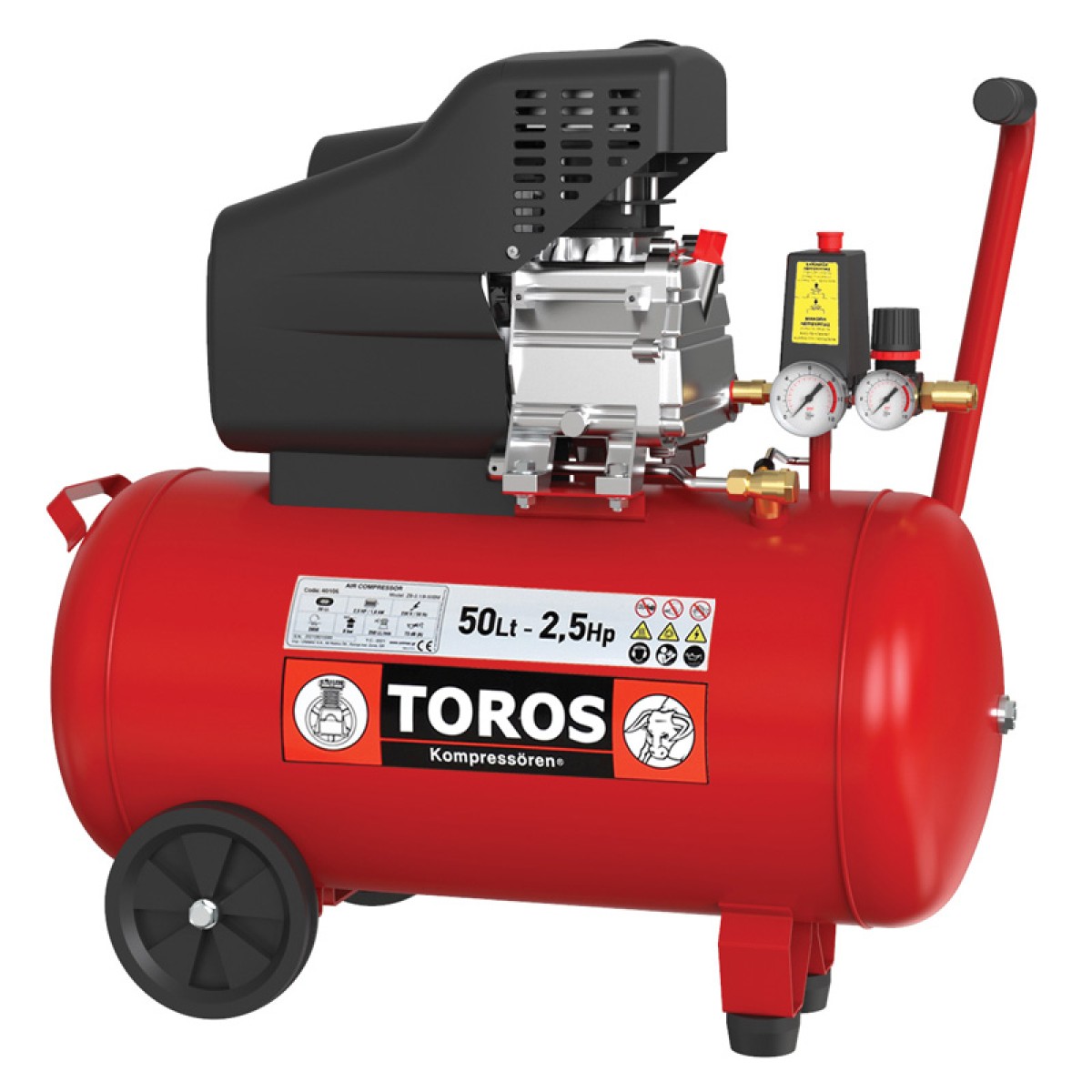 Toros Αεροσυμπιεστής Μονομπλόκ 50Lt 2.5Hp - 40106