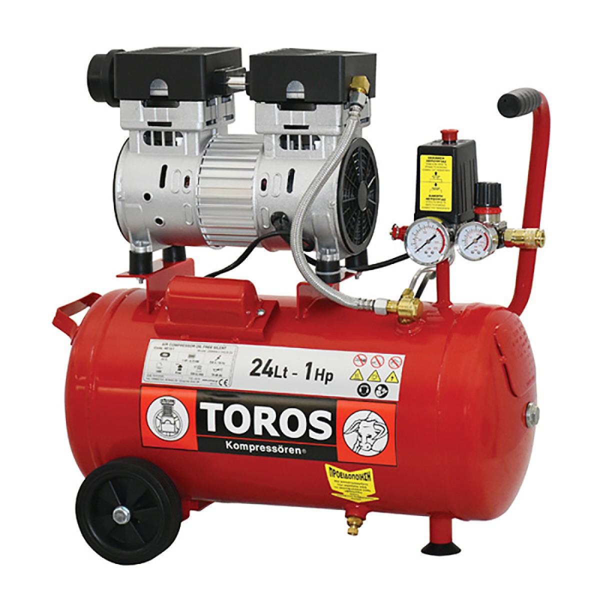 TOROS: ΑΕΡΟΣΥΜΠΙΕΣΤΗΣ  OILFREE ΧΑΜΗΛΟΥ  ΘΟΡΥΒΟΥ 24LT, 1HP - 40151