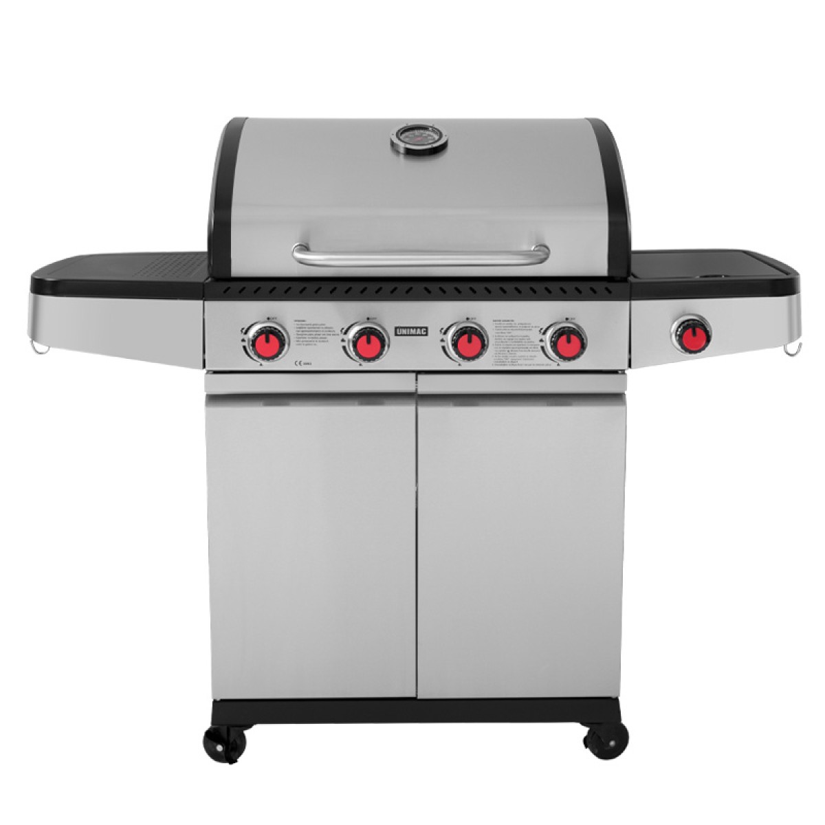 Unimac Ψησταριά Υγραερίου Inox BBQ Premium Line - 4 Εστίες Και 1 Πλαϊνό Μάτι - 661317